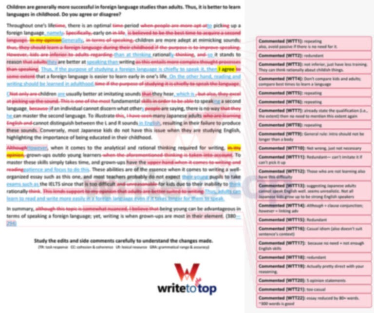IELTS Personalized Writing Assessment - Write to the Top